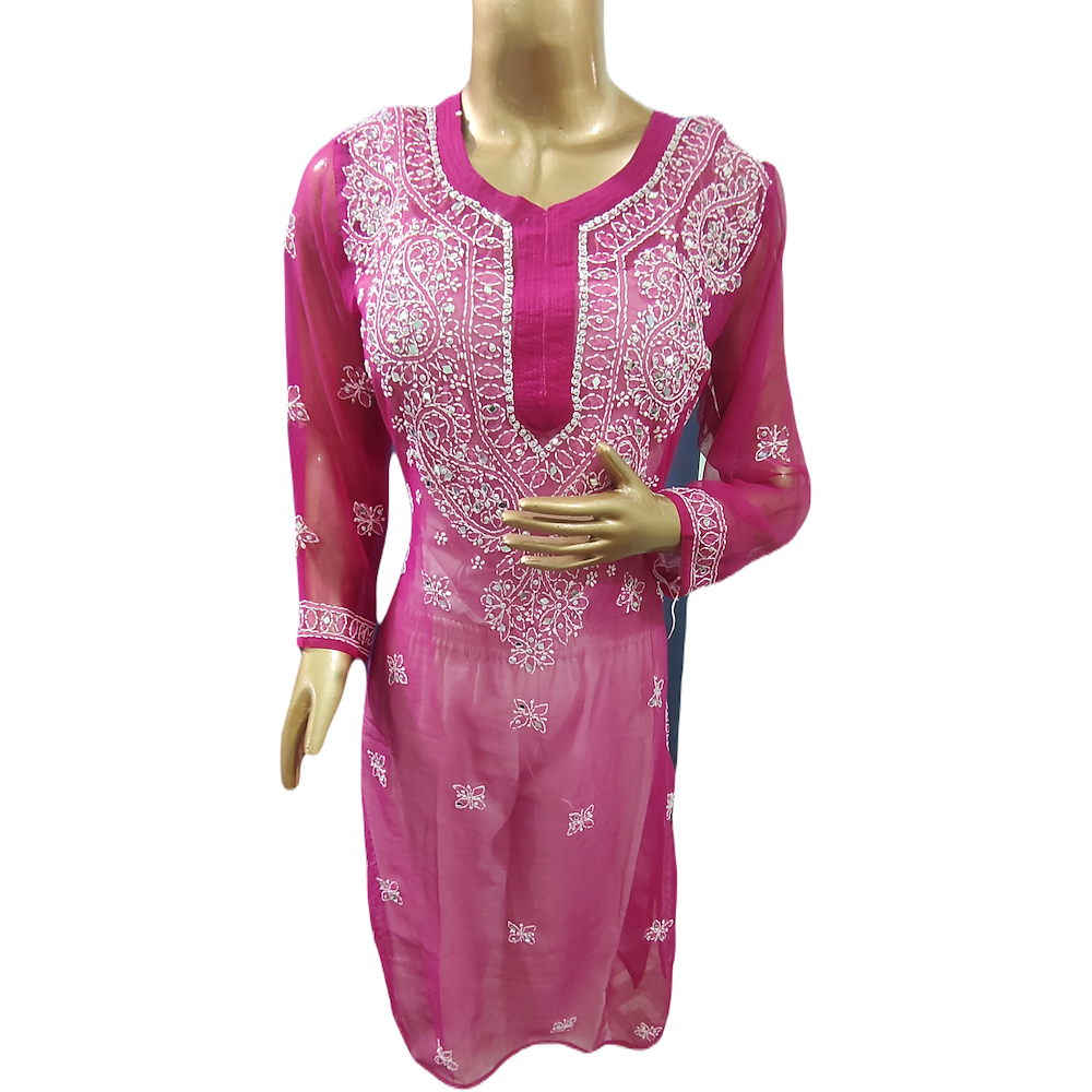 Mirror-embellished Indian kurta and palazzo set, traditional party wear
