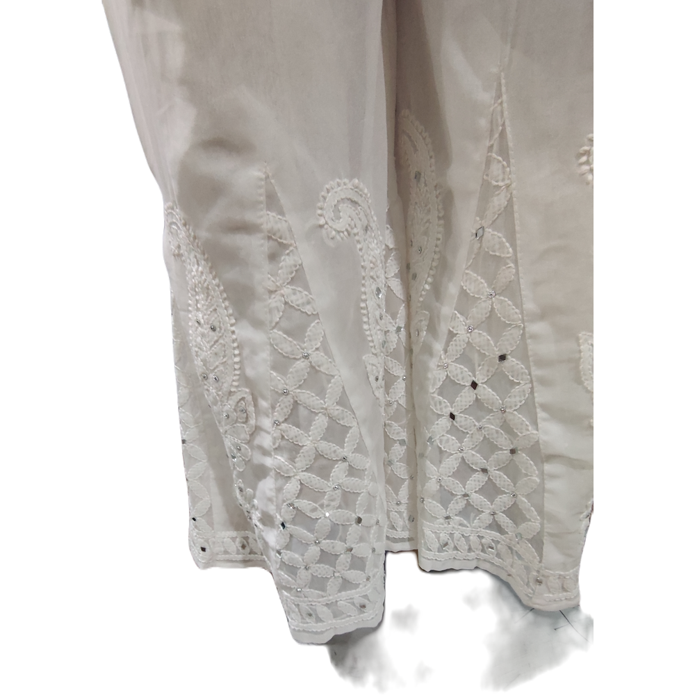 Mirror-work embroidered ethnic kurta and palazzo, traditional Indian outfit for women