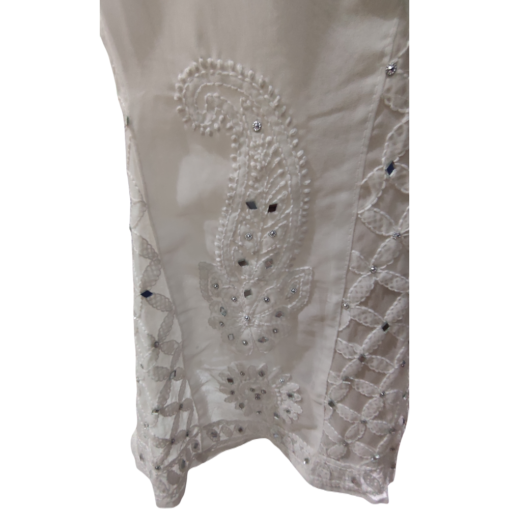 Golden mirror work kurtas and palazzos, traditional Indian ethnic wear