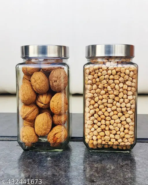 Glass dry fruit jars, trendy and airtight, pack of 6 from India