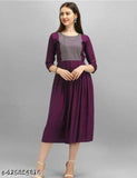 Rayon embroidered yoke anarkali kurti for women, trendy casual style in L (40in), XL (42in), XXL (44in)