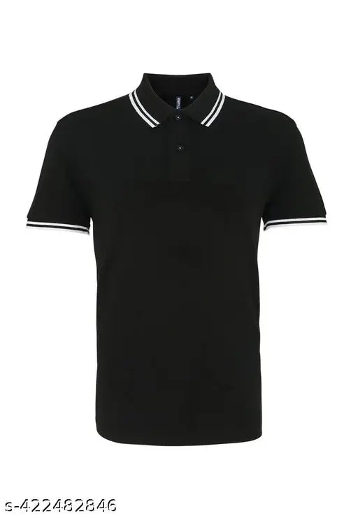 Mens solid polyester short sleeves polo t-shirt, size M (chest 19in, length 26in), made in India