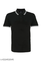 Mens solid polyester short sleeves polo t-shirt, size M (chest 19in, length 26in), made in India