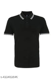 Mens solid polyester short sleeves polo t-shirt, size M (chest 19in, length 26in), made in India