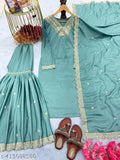 Pure Chinon silk party top & dupatta set with sharara bottom, XL, India