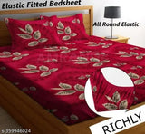 Abstract cotton Nefittedw red life super soft premium fitted double bedsheet & 2 pillow covers, lightweight & breathable for easy home wash