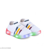 White canvas slip-on sneakers with LED lighting for kids indoor/outdoor wear, waterproof and lightweight