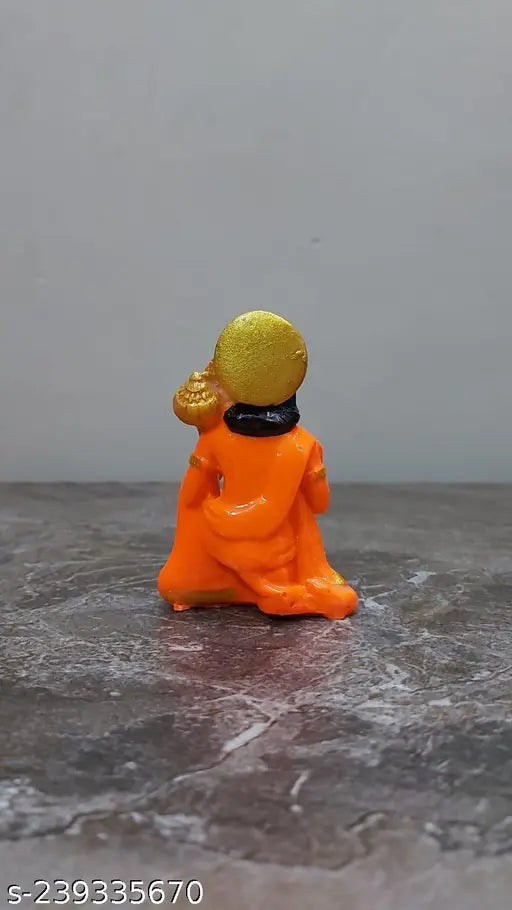 Gold Poly Resin Hanuman Murti Bajrangbali Decorative Statue for Car Dashboard - Spiritual Gift Item, Home & Office Decor