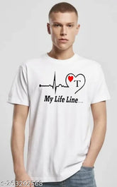 Crisp white, printed graphic design, modern half sleeves T-shirt for trendy boys & girls. Made from polyester