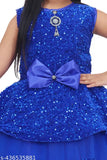 Velvet-and-net Deety Sequence kids frock for parties, outdoor events, or casual wear