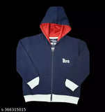 Cotton blend printed sweatshirt hoodie with zipper, winter wear for kids aged 6 months to 4 years