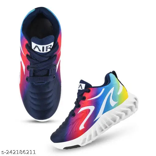 Mesh kids sneakers shoes PVC lace-up, printed pattern for boys ages 4.5-12 years, made in India