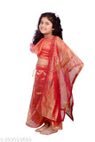Silk blend lehenga choli with dupatta, self-designed applique stitch and sleeveless. 2-3 years size, Indian origin