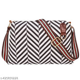 Black zigzag printed waterproof sling bag, synthetic material, cross-body style, trendy accessory for fashion-forward women
