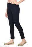 Cotton women's pencil trousers combo, 2-piece ankle length in solid colors - stylish & comfortable business casual wear by Navelly (India)