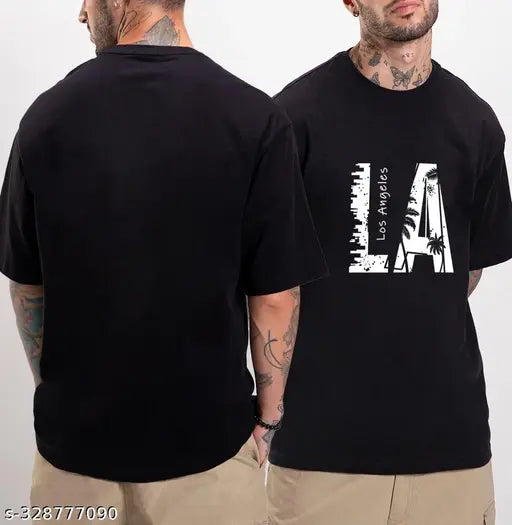 Hiden Brooks Men's Black Cotton Blend Oversized Anime Graphic T-Shirt. Perfect fit for all day wear, pairs well with jeans or cotton pants. Made in India." (124 characters)