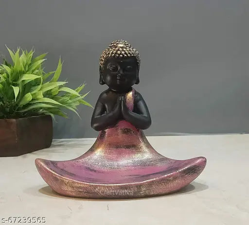 Tealight candle holder, resin monk Buddha statue for indoor/outdoor decor, weather-proof, antique finish, brings Zen ambiance to home living room or office