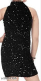 Black nylon frock dress for girls, self-design net pattern, sleeveless, size 5-15 years