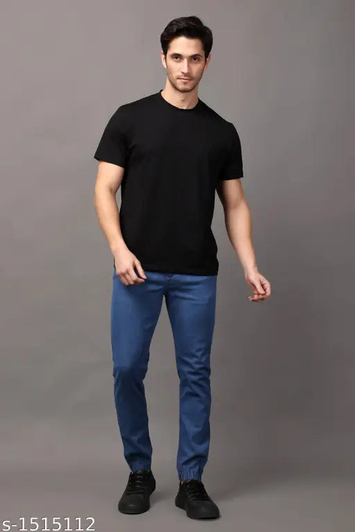 Cotton blend solid jeans for men by Zaysh, size 28-36, made in India