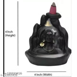 Handcrafted Adiyogi Shiva & Yellow Ganesha resin figurines with backflow incense holders, 8cm x 10cm x 7cm, Indian origin