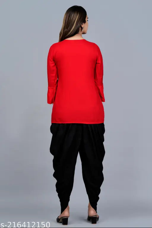 Rayon tunic-dhoti set, three-quarter sleeves, embroidered Indian traditional clothing for men or women