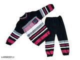 Woolen winter set: colorblocked fleece sweatshirt and pyjama for babies, warm dress included - Trending kidswear from India