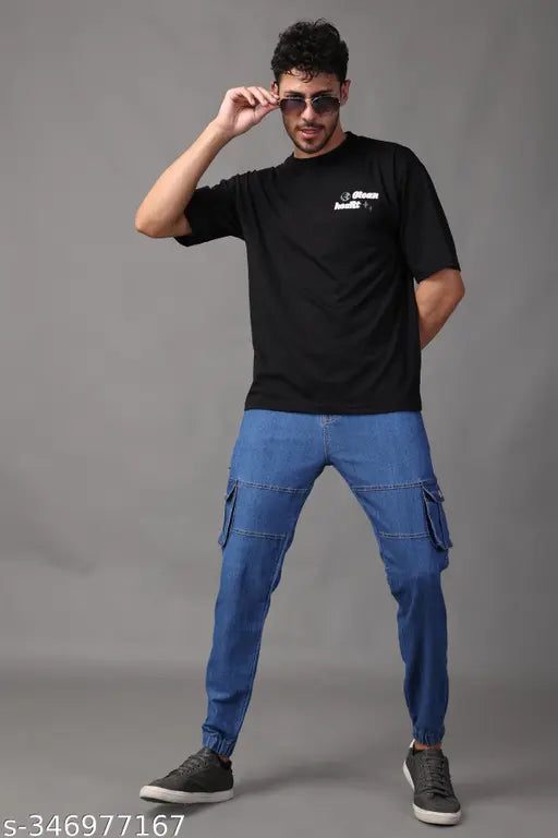 Light blue denim Zaysh men's solid jeans, size 34 (waist 35in, length 40in, hip 40in)