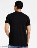 Calm Down Mandarin neck plain t-shirt for men, cotton blend, short sleeves, printed design. Men's relaxed fit, ideal for casual outings and lounging. Size: S (38in chest, 27in length), L (42in chest, 29in length), XL (44in chest, 30in length), XXL (46in chest, 31in length). Made in India