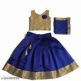 Silk KP lehenga with taffeta sleeveless top and tissue dupatta, Indian traditional wear for 5-6 or 6-7 years old kids