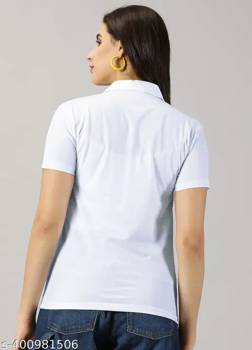 Purple cotton blend checked polo t-shirt for women, ideal summer wear