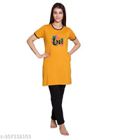 AZF summer nightwear round neck chest print cotton-blend nightsuits for women and girls, soft, breathable, and comfortable