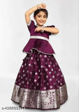 Traditional silk baby girl's Lehenga Choli, South Indian style, vibrant colors, intricate designs