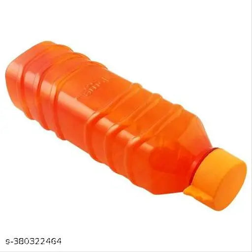 Transparent premium plastic jumbo water bottle (900ml), unbreakable, wide-screwed cap, orange, BIS/ISI certified, leak-proof, made in India