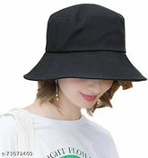 Black cotton bucket hat, textured design for women, fashion cap from India