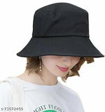 Black cotton bucket hat, textured design for women, fashion cap from India