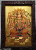 Gold print Panchmukhi Hanuman wall frame, synthetic resin, 9x12 inches, for South, Southwest Main Door, Vastu Dosh rectification