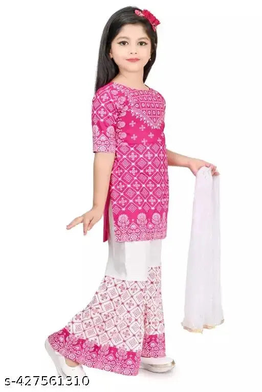 Rayon frock dresses for girls, solid color, three-quarter sleeves. Indian Kurta with Dupatta and bottomwear for every occasion, ages 12-18 months & 1-2 years