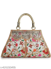 Modern fabric clutch, embroidered net design, free size (L: 11in, W: 3in), stylish accessory for women, India-made