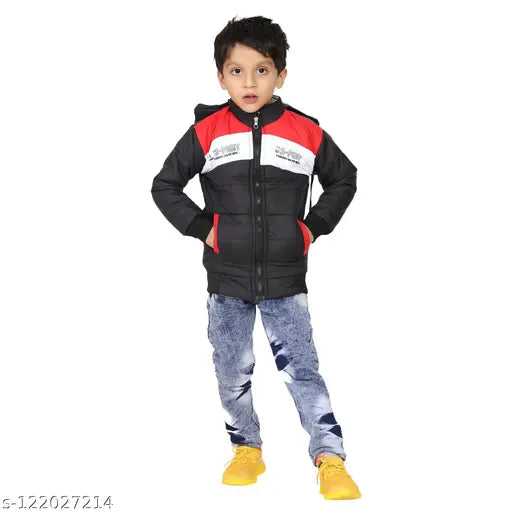 Colorblocked nylon boys jacket with long sleeves, 12-18 months size from India