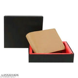 Beige PU artificial leather 7-card wallet for men, solid pattern, casual or formal use