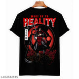 Black cotton unisex half sleeve round neck T-shirt with anime print, 100% cotton, large size available