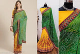 Embroidered Bandhani Georgette and Vichitra Silk Saree with Kutchi thread work, India