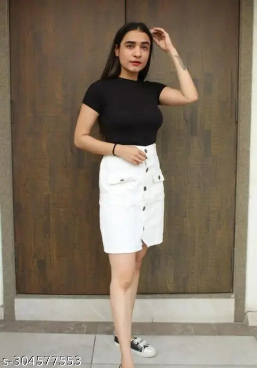 Denim women's western skirt, solid pattern, gorgeous feminine style. (Size 26, 28, or 30) Made in India