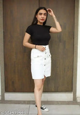 Denim women's western skirt, solid pattern, gorgeous feminine style. (Size 26, 28, or 30) Made in India