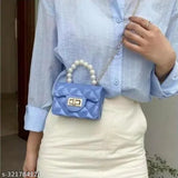 PU mini jelly handbag, washable & waterproof sling bag for women & girls. Solid pattern, free size