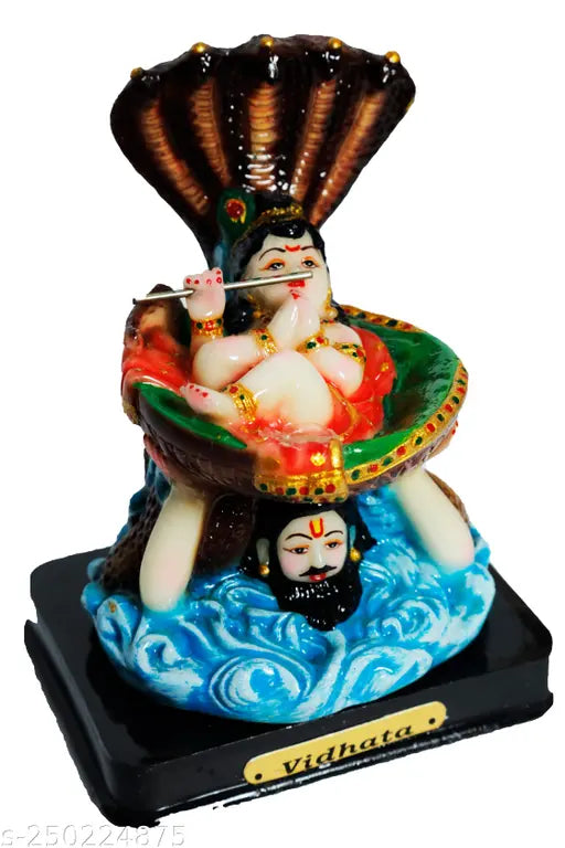 Marble Krishna Vasudev God Idol, 10cm x 10cm x 2.5cm, exquisite home decor, spiritual gift idea with divine essence and craftsmanship, origin India