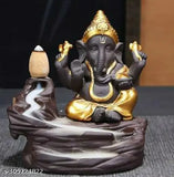 Blue Buddha & Ganesh Ji Idol with 10 smoke cones, handcrafted polyresin decorative showpiece (12x10x10 cm) - Indian artistry