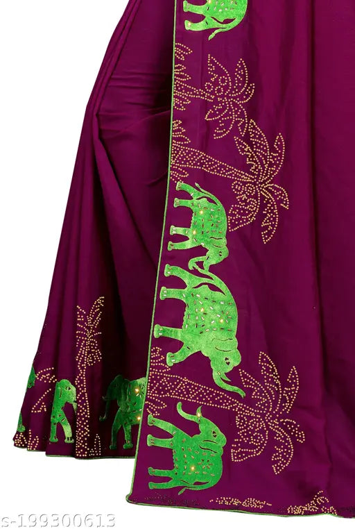 Vichitra Silk saree with rhinestone embellishments and running dupion blouse, Indian bridal wear accessorized with matching mask