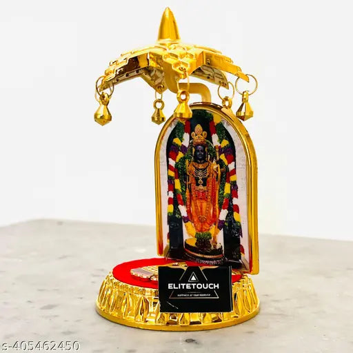 Plastic Ram Lalla Statue in Ayodhya Mandir decorative for car dashboards (6cm x 13cm x 6cm)
