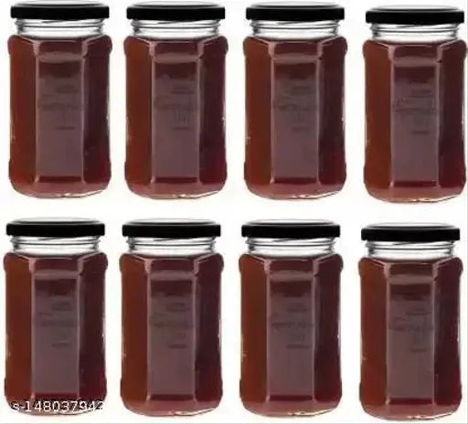 Glass round pickle jar (500ml), microsafe, red plastic airtight cap, ideal for Ghee and liquids, made in India